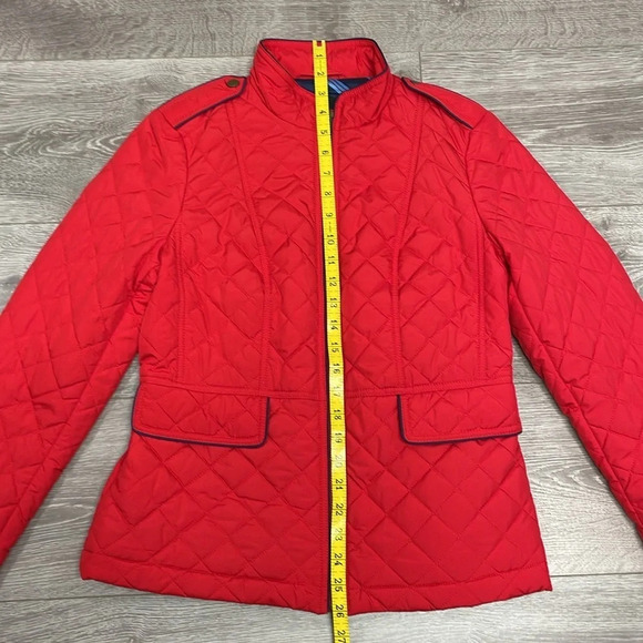NWOT Talbots Diamond Quilted Jacket Military Inspired Red Navy XS - Picture 8 of 15